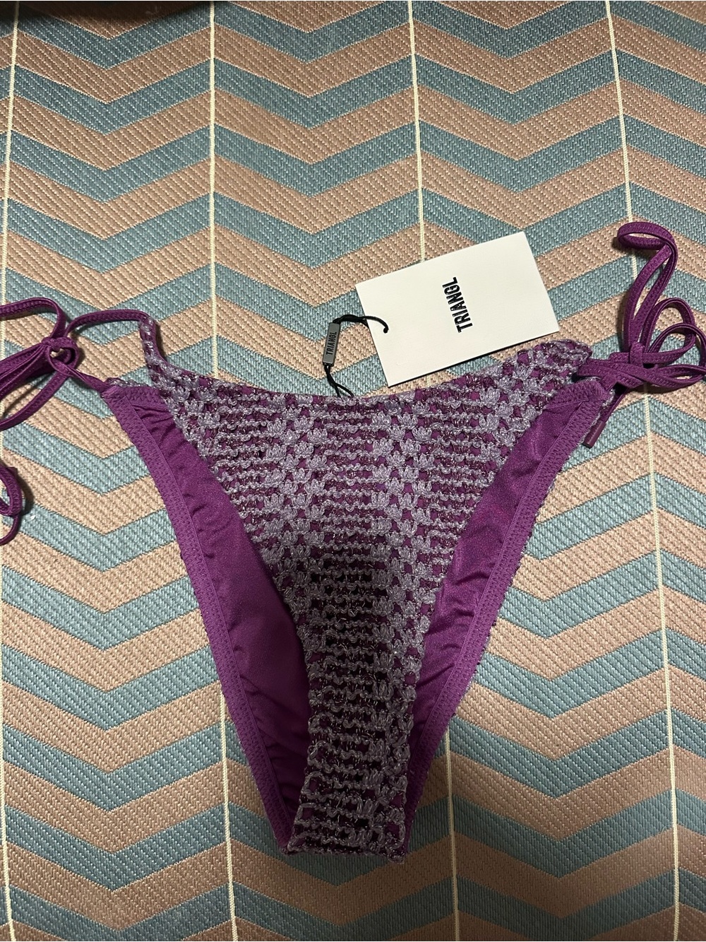 triangl swimwear Purple Crochet Tie-Side Bikini Bottom